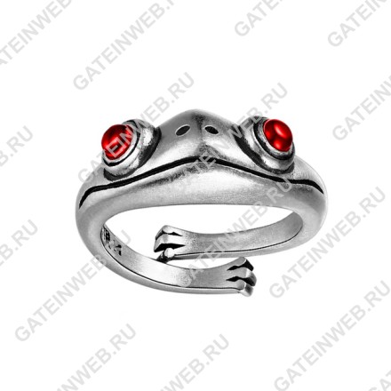 Обручальное кольцо в виде лягушки красные глаза с изм. размером