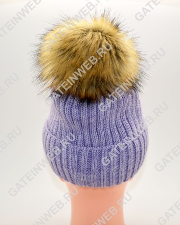 Зимняя женская шапка со снудом сиреневая