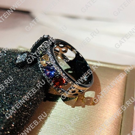 Винтажное обручальное кольцо с черным камнем 6 US (16.5 RU) similanka black