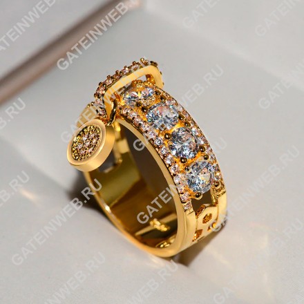 Винтажное обручальное кольцо с золотистым камнем