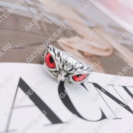 Обручальное кольцо в виде совы красные глаза с изм. размером