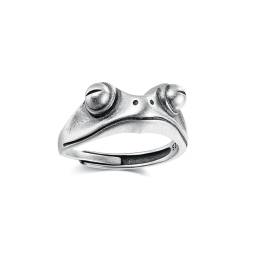 Обручальное кольцо в виде лягушки серебристое с изм. размером