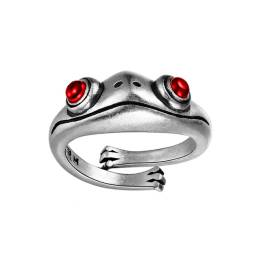 Обручальное кольцо в виде лягушки красные глаза с изм. размером